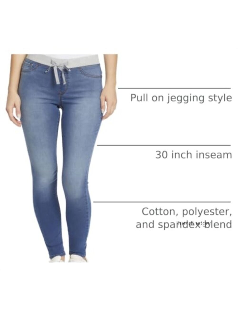 Pull on Tie Front Jegging Knit Denim Pant - Picture 3 of 3